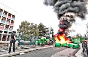 Rioter and fire
