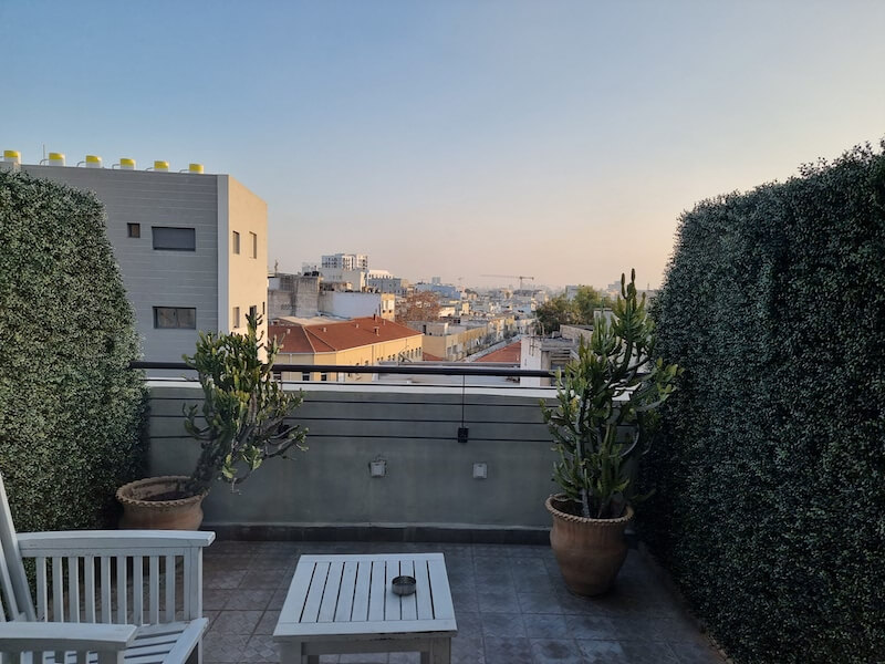 The south view from the balcony at Lily and Bloom Boutique hotel Tel Aviv
